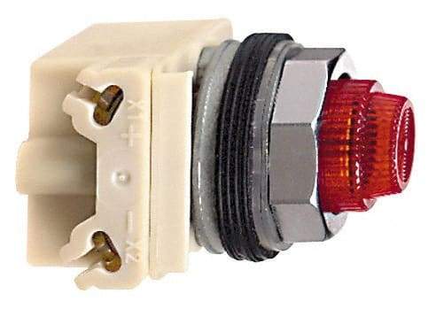 Schneider Electric - 240 VAC Red Lens Incandescent Pilot Light - Round Lens, Screw Clamp Connector - A1 Tooling