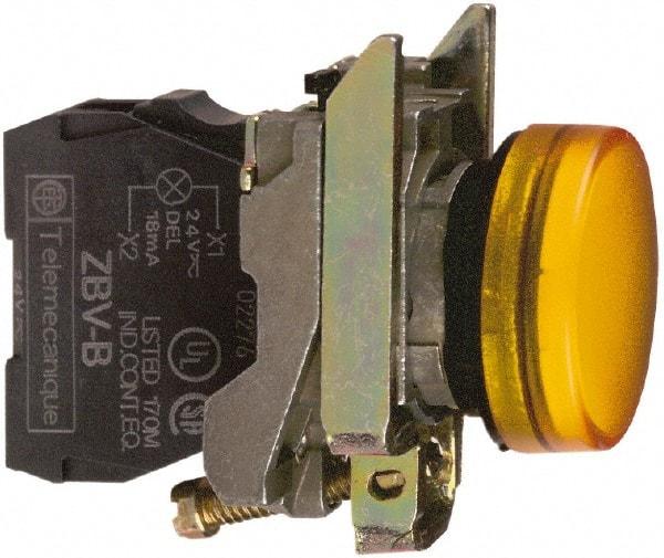 Schneider Electric - 230-240 VAC at 50/60 Hz Orange Lens LED Pilot Light - Round Lens, Screw Clamp Connector, 30mm Wide, Vibration Resistant, Water Resistant - A1 Tooling