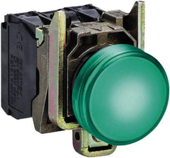 Square D - 24 VAC/VDC Green Lens LED Indicating Light - Round Lens, Screw Clamp Connector, 46.5mm OAL x 30mm Wide, Shock Resistant, Vibration Resistant - A1 Tooling