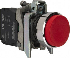 Square D - 22mm Mount Hole, Extended Straight, Pushbutton Switch Only - Round, Red Pushbutton, Nonilluminated, Momentary (MO) - A1 Tooling