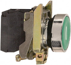 Square D - 0.87 Inch Mount Hole, Flush, Pushbutton Switch Only - Round, Green Pushbutton, Nonilluminated, Momentary (MO), Shock and Vibration Resistant - A1 Tooling