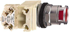 Schneider Electric - 30mm Mount Hole, Extended Straight, Pushbutton Switch with Contact Block - Clear Pushbutton, Momentary (MO) - A1 Tooling