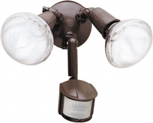 Cooper Lighting - 2 Head, 70 Ft. Detection, 180° Angle, PAR Lamp Motion Sensing Light Fixture - 120 Volt, 300 Watt, Metal Bronze Housing, Wall, Eave Mounted - A1 Tooling