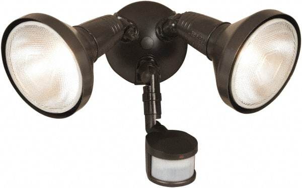 Cooper Lighting - 2 Head, 70 Ft. Detection, 180° Angle, PAR Lamp Motion Sensing Light Fixture - 120 Volt, 300 Watt, Metal Bronze Housing, Wall, Eave Mounted - A1 Tooling