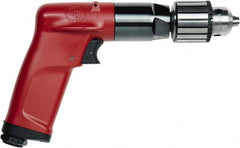 Chicago Pneumatic - 1/4" Keyed Chuck - Pistol Grip Handle, 4,500 RPM, 2.5 LPS, 5.3 CFM, 0.5 hp, 90 psi - A1 Tooling