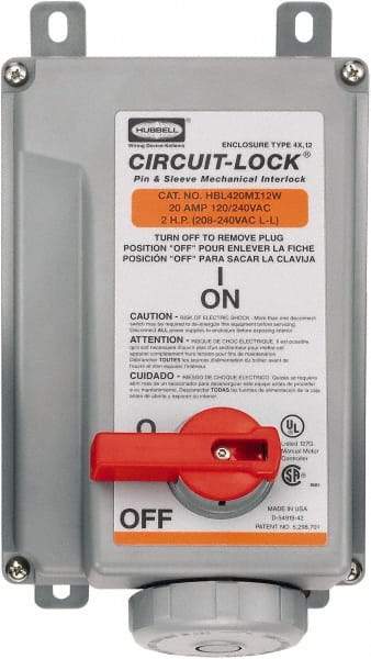 Hubbell Wiring Device-Kellems - 1 Phase, 125/250 VAC, 20 Amp, 2 hp, Interlock Receptacle - 3 Poles, Watertight, IEC 60309, Orange - A1 Tooling