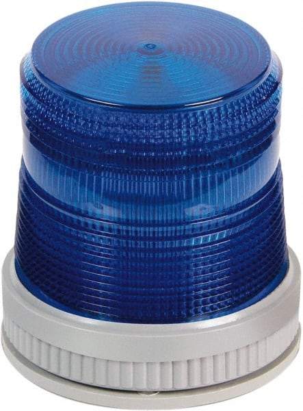 Edwards Signaling - 120 VAC, 4X NEMA Rated, LED, Blue, Flashing, Steady Light - 65 Flashes per min, 3/4 Inch Pipe, 3-3/4 Inch Diameter, 4-3/4 Inch High, Panel Mount, Pipe Mount, Wall Mount - A1 Tooling