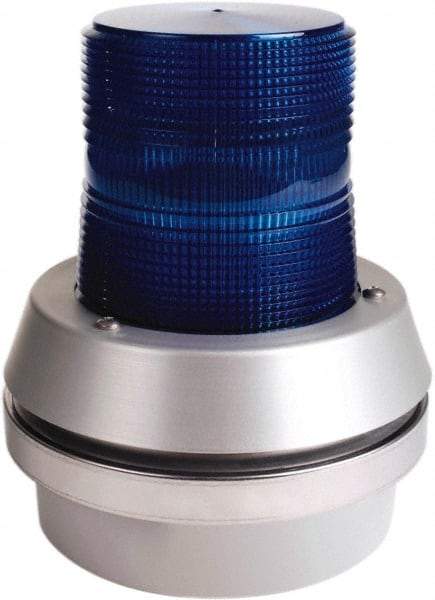 Edwards Signaling - 24 VDC, LED, Blue, Flashing Light - 65 Flashes per min, 1/2 Inch Pipe, 6 Inch Diameter, 7-3/8 Inch High, Box Mount, Pane, Pipe, Surface and Wall Mount - A1 Tooling