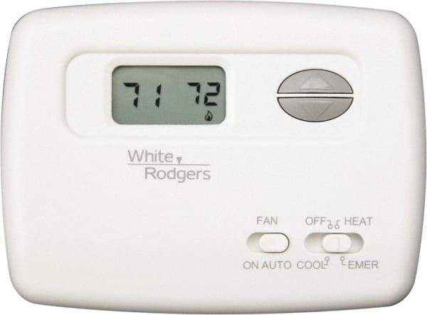 White-Rodgers - 45 to 90°F, 2 Heat, 1 Cool, Digital Nonprogrammable Heat Pump Thermostat - 20 to 30 Volts, Horizontal Mount, Hardwire Switch - A1 Tooling