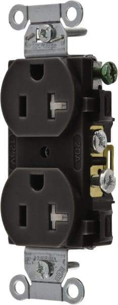 Hubbell Wiring Device-Kellems - 125 VAC, 20 Amp, 5-20R NEMA Configuration, Black, Specification Grade, Self Grounding Duplex Receptacle - 1 Phase, 2 Poles, 3 Wire, Flush Mount, Tamper Resistant - A1 Tooling