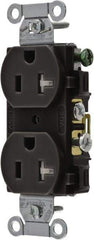 Hubbell Wiring Device-Kellems - 125 VAC, 20 Amp, 5-20R NEMA Configuration, Black, Specification Grade, Self Grounding Duplex Receptacle - 1 Phase, 2 Poles, 3 Wire, Flush Mount, Tamper Resistant - A1 Tooling