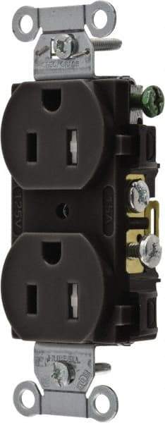 Hubbell Wiring Device-Kellems - 125 VAC, 15 Amp, 5-15R NEMA Configuration, Black, Specification Grade, Self Grounding Duplex Receptacle - 1 Phase, 2 Poles, 3 Wire, Flush Mount, Tamper Resistant - A1 Tooling