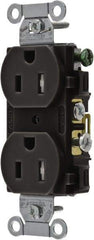 Hubbell Wiring Device-Kellems - 125 VAC, 15 Amp, 5-15R NEMA Configuration, Black, Specification Grade, Self Grounding Duplex Receptacle - 1 Phase, 2 Poles, 3 Wire, Flush Mount, Tamper Resistant - A1 Tooling