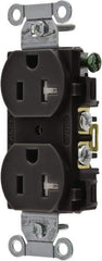 Hubbell Wiring Device-Kellems - 125 VAC, 20 Amp, 5-20R NEMA Configuration, Black, Specification Grade, Self Grounding Duplex Receptacle - 1 Phase, 2 Poles, 3 Wire, Flush Mount, Tamper Resistant - A1 Tooling