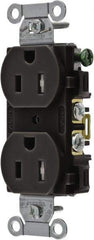 Hubbell Wiring Device-Kellems - 125 VAC, 15 Amp, 5-15R NEMA Configuration, Black, Specification Grade, Self Grounding Duplex Receptacle - 1 Phase, 2 Poles, 3 Wire, Flush Mount - A1 Tooling