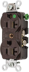 Hubbell Wiring Device-Kellems - 125 VAC, 20 Amp, 5-20R NEMA Configuration, Brown, Hospital Grade, Self Grounding Duplex Receptacle - 1 Phase, 2 Poles, 3 Wire, Flush Mount, Chemical, Corrosion and Impact Resistant - A1 Tooling