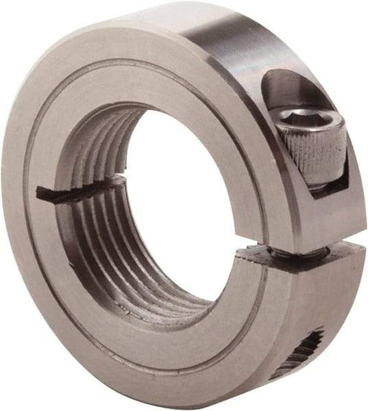 Climax Metal Products - 1-3/8-12 Thread, Stainless Steel, One Piece Threaded Shaft Collar - 2-1/4" Outside Diam, 9/16" Wide - A1 Tooling