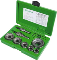 Greenlee - 11 Piece, 7/8 to 2-1/2" Cutter Diam, 0.187" Cutting Depth, Carbide Annular Cutter Set - Oxide Finish - A1 Tooling