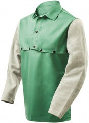 Steiner - Size 3XL, 19" Long, Flame Resistant, Cape Sleeves & Bib - Cotton & Leather, 9 oz, Green & Gray - A1 Tooling