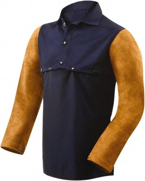 Steiner - Size M, 19" Long, Flame Resistant, Cape Sleeves & Bib - Cotton & Leather, 9 oz, Blue - A1 Tooling