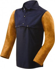 Steiner - Size XL, 19" Long, Flame Resistant, Cape Sleeves & Bib - Cotton & Leather, 9 oz, Blue - A1 Tooling