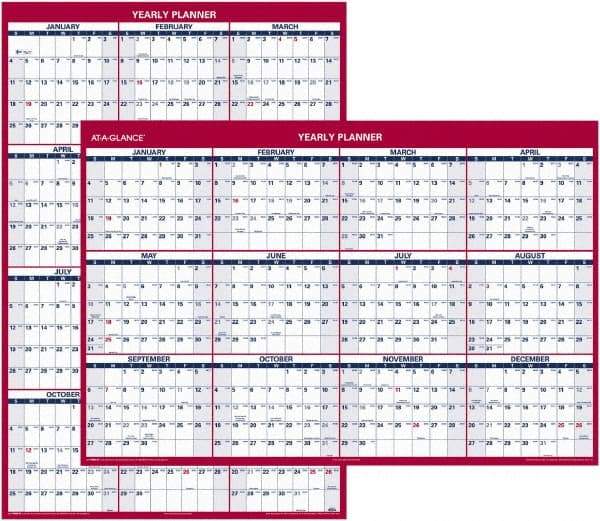 AT-A-GLANCE - 1 Sheet, 32 x 48", Erasable Wall Planner - Blue & Red - A1 Tooling