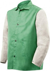 Steiner - Size 4XL Flame Resistant/Retardant Jacket - Green, Gray, Cotton & Leather, Snaps Closure - A1 Tooling