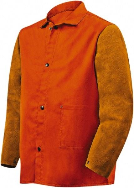 Steiner - Size S Flame Resistant/Retardant Jacket - Orange, Rust, Cotton & Leather, Snaps Closure - A1 Tooling