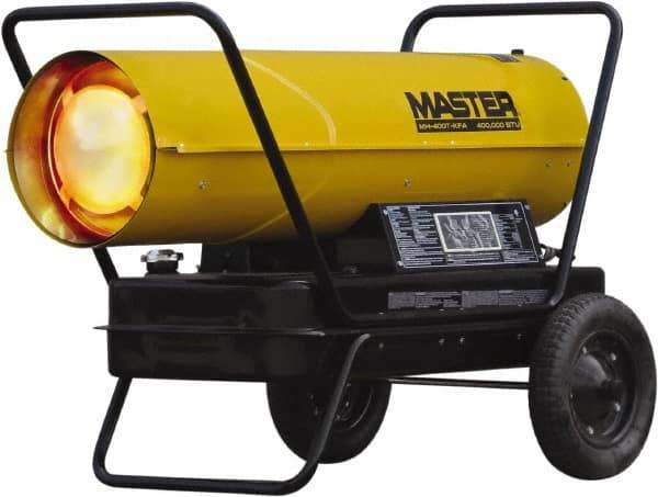 Master - 400,000 BTU Rating, Multi-Fuel Forced Air Heater - 10,000 Sq Ft Max Heating Area, 24 Gal Capacity, Fuel with Kerosene, Diesel & Fuel Oil - A1 Tooling