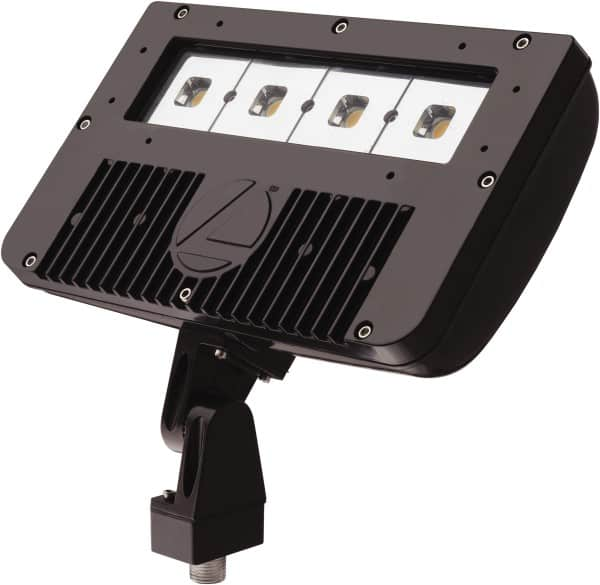 Lithonia Lighting - 1 Head, 120-277 Volt, 54 Watt, LED Floodlight Fixture - Knuckle Mount, 3-1/8" Long x 12-7/8" Wide x 7-3/4" High, Aluminum Housing - A1 Tooling