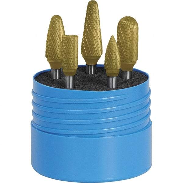 SGS Pro - 5 Piece, 1/4" Shank Burr Set - Tungsten Carbide, Multiple Head Shape - A1 Tooling