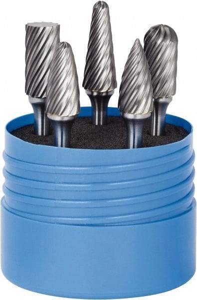 SGS Pro - 5 Piece, 1/4" Shank Burr Set - Tungsten Carbide, Multiple Head Shape - A1 Tooling