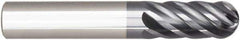 Niagara Cutter - 1/4" Diam, 1/4" LOC, 6 Flute Solid Carbide Ball End Mill - AlTiN Finish, Single End, 2" OAL, 1/4" Shank Diam, Spiral Flute - A1 Tooling