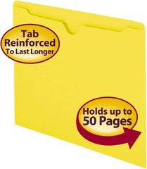 SMEAD - 8-1/2 x 11", Letter Size, Yellow, Colored Folders with Double-Ply Tabs - 11 Point Stock, Straight Tab Cut Location - A1 Tooling