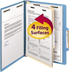 SMEAD - 8-1/2 x 11", Letter Size, Blue, Classification Folders with Top Tab Fastener - 14 Point Stock, Right of Center Tab Cut Location - A1 Tooling