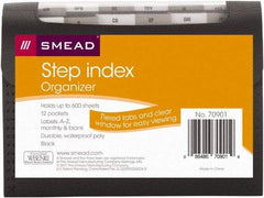 SMEAD - 8-1/2 x 11", Letter Size, Black, A-Z Indexed Expanding Files - 1/6 Tab Cut Location - A1 Tooling