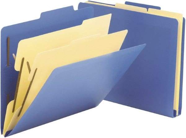 SMEAD - 8-1/2 x 11", Letter Size, Blue, Classification Folders with Top Tab Fastener - Right of Center Tab Cut Location - A1 Tooling