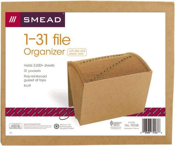 SMEAD - 8-1/2 x 11", Letter Size, Kraft, 1-31 Indexed Expanding Files - Assorted Tab Cut Location - A1 Tooling