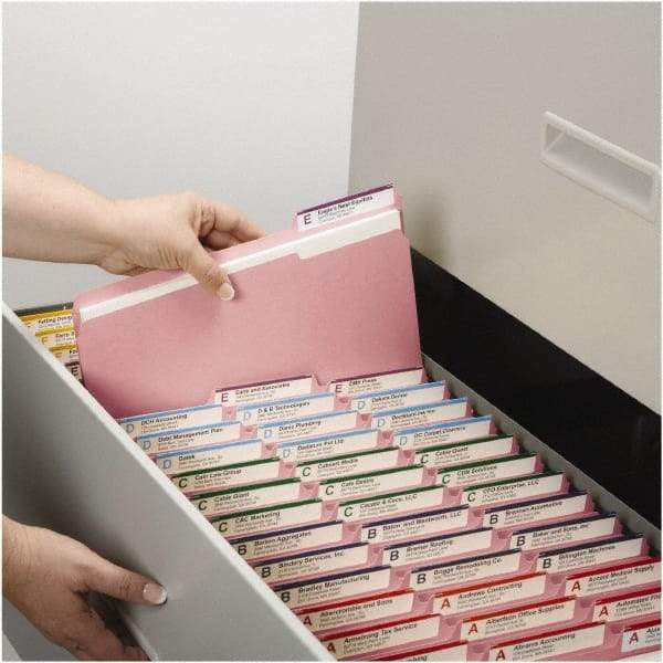 SMEAD - 8-1/2 x 11", Letter Size, Pink, File Folders with Top Tab - 11 Point Stock, 1/3 Tab Cut Location - A1 Tooling