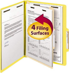 SMEAD - 8-1/2 x 11", Letter Size, Yellow, Classification Folders with Top Tab Fastener - 14 Point Stock, Right of Center Tab Cut Location - A1 Tooling