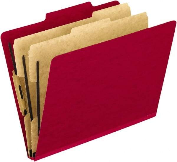 Pendaflex - 8-1/2 x 11", Letter Size, Scarlet, Classification Folders with Top Tab Fastener - 20 Point Stock, Right of Center Tab Cut Location - A1 Tooling