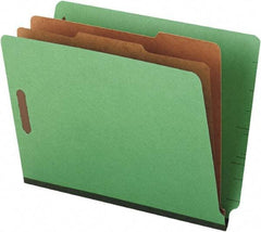 UNIVERSAL - 8-1/2 x 11", Letter Size, Green, Classification Folders with End Tab Fastener - 25 Point Stock, Straight Tab Cut Location - A1 Tooling