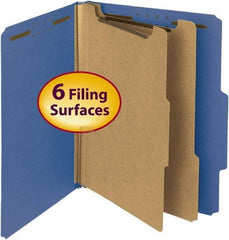 SMEAD - 8-1/2 x 11", Letter Size, Dark Blue, Classification Folders with Top Tab Fastener - 25 Point Stock, Right of Center Tab Cut Location - A1 Tooling