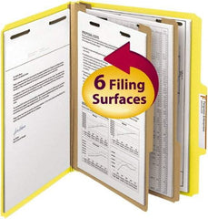 SMEAD - 8-1/2 x 11", Letter Size, Yellow, Classification Folders with Top Tab Fastener - 14 Point Stock, Right of Center Tab Cut Location - A1 Tooling