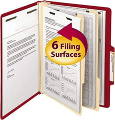 SMEAD - 8-1/2 x 11", Letter Size, Red, Classification Folders with Top Tab Fastener - 14 Point Stock, Right of Center Tab Cut Location - A1 Tooling