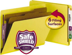 SMEAD - 8-1/2 x 11", Letter Size, Yellow, Classification Folders with End Tab Fastener - 23 Point Stock, Straight Tab Cut Location - A1 Tooling