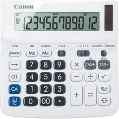 Canon - 12-Digit LCD 12 Function Portable Calculator - 6-1/2 x 6 x 1-1/4 Display Size, White, Solar & Battery Powered - A1 Tooling