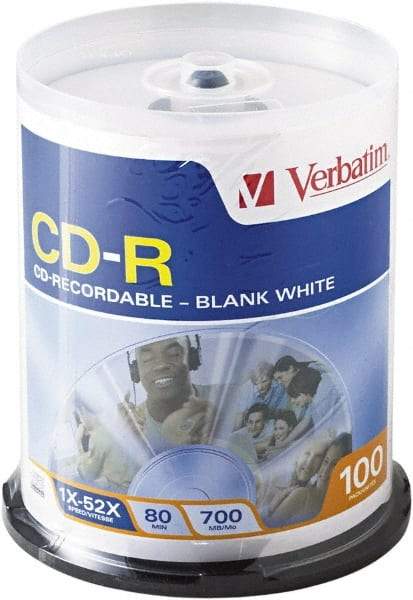 Verbatim - White CD-R Discs - Use with CD, DVD - A1 Tooling