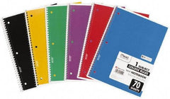 Mead - 70 Sheet, 8 x 10-1/2", College Ruled Spiral Bound Notebook - Assorted Colors - A1 Tooling