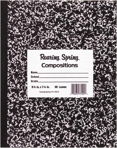 Roaring Spring - 36 Sheet, 8-1/2 x 7", Wide Ruled Composition Book - Black - A1 Tooling